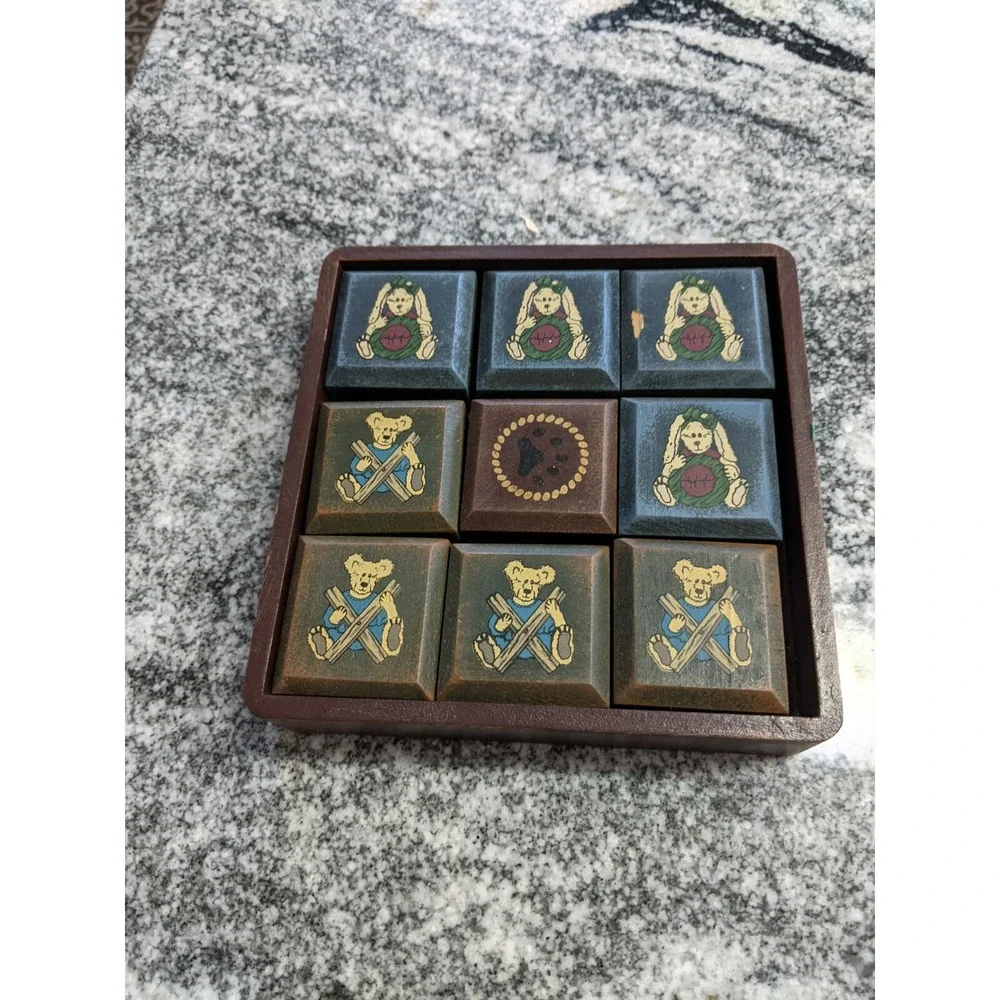 Vintage Boyds Bears & Hares Wooden Tic Tac Toe Game Bear Decor
